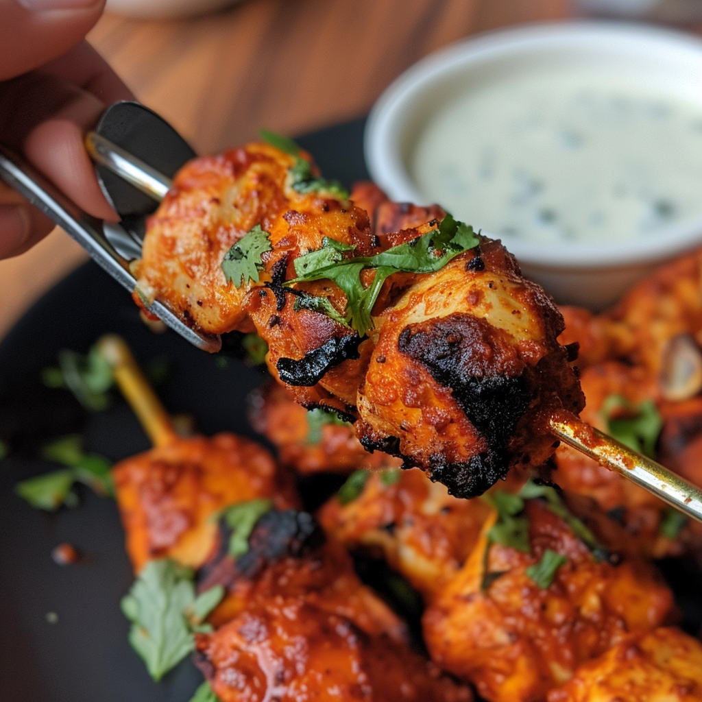 ingrédients frais pour Brochettes De Poulet Tandoori GrilléEs à L'Air Fryer