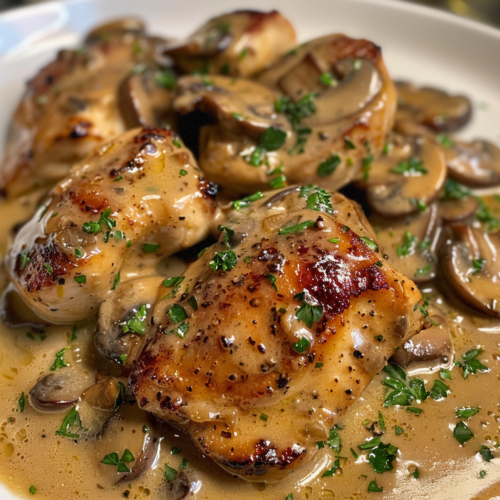 comment préparer Poulet CréMeux Aux Champignons En 30 Minutes étape par étape