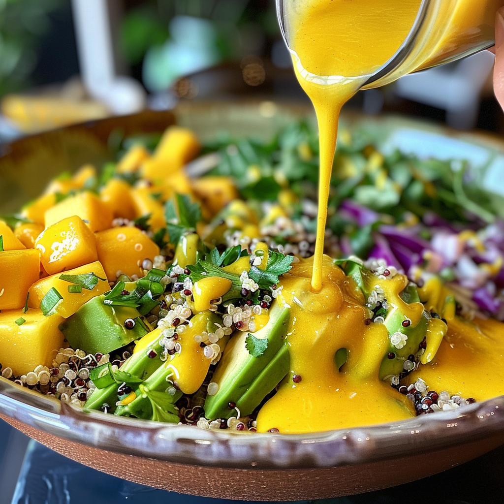 ingrédients frais pour Quinoa, Mangue Et Avocat, Vinaigrette CitronnéE